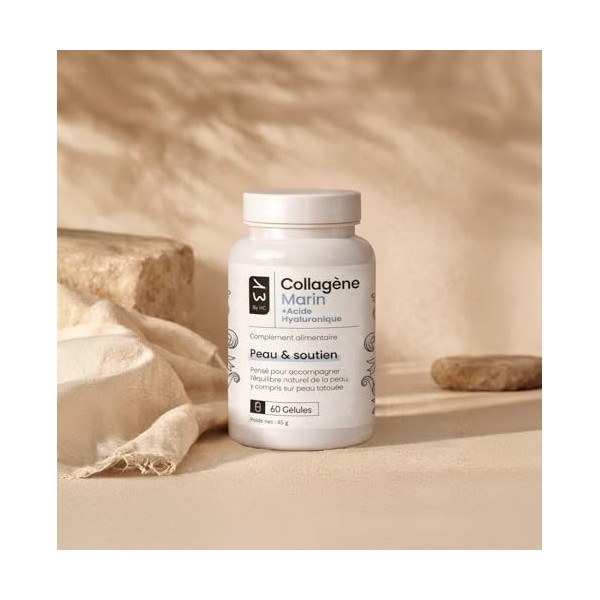 Collagène Marin + Acide Hyaluronique – 60 Gélules 60 Jours – 13 By HC- Vitamine C, E, B8 & Ascophyllum – Peau, Cheveux, Os 