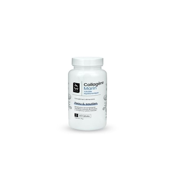 Collagène Marin + Acide Hyaluronique – 60 Gélules 60 Jours – 13 By HC- Vitamine C, E, B8 & Ascophyllum – Peau, Cheveux, Os 