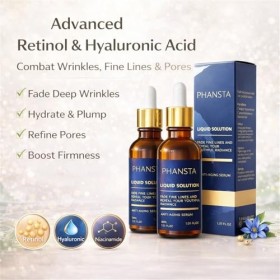 Sérum Visage Anti-Âge PHANSTA, Rétinol & Acide Hyaluronique Pour Fines Lignes Et Pores Visibles, Hydratant Raffermissant Avec...