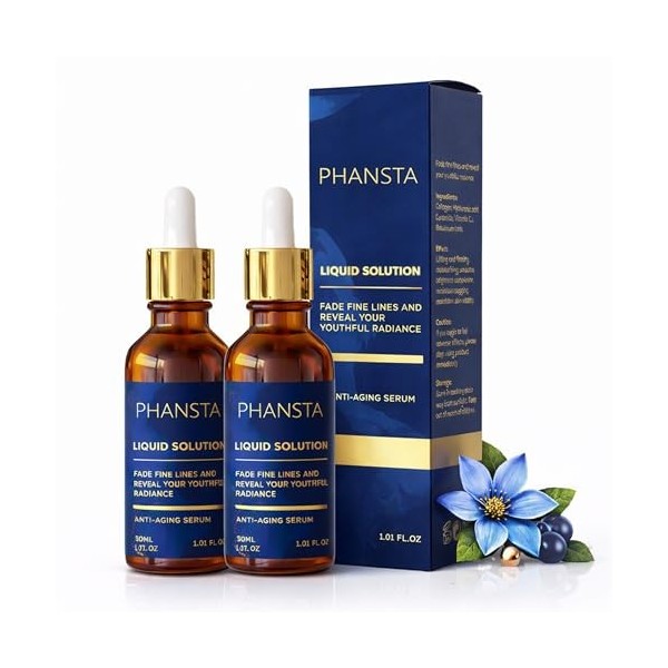 Sérum Visage Anti-Âge PHANSTA, Rétinol & Acide Hyaluronique Pour Fines Lignes Et Pores Visibles, Hydratant Raffermissant Avec...