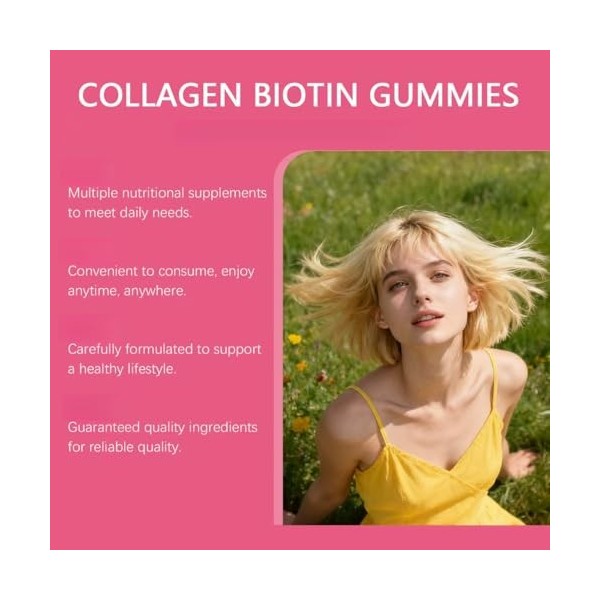 Gommes au collagène peptidique pour femmes et hommes sans sucre | Peptides de collagène hydrolysés, acide hyaluronique, multi
