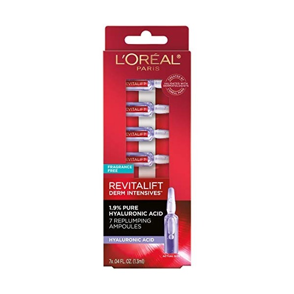 LOreal Paris Revitalift Derm Intensives Hyaluronic Acid Serum Ampoules 7 Day Boost Pure Hyaluronic Acid Anti-Aging Ampoules 