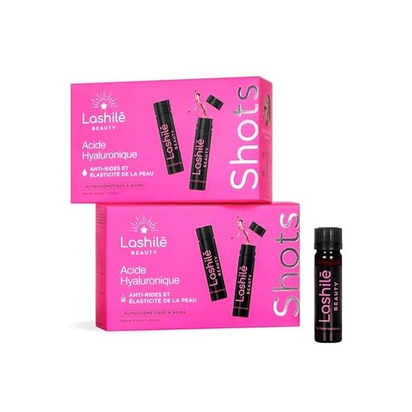 Lashilé Beauty - Complément Alimentaire - Anti-rides et élasticité de la peau - Shots Acide Hyaluronique 150 mg - Acide hyalu...
