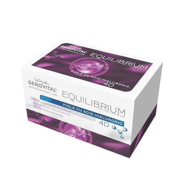 Gerovital H3 Equilibrium Hyaluron 10% 4D + Argireline 5% Ampoules - Sérum Intensif Peaux Matures - Hydratant & Lissage - 20 ×