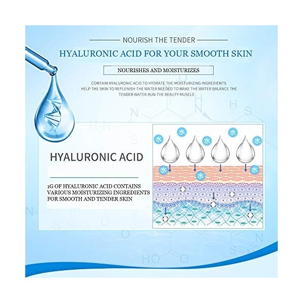 BIOAQUA Acide hyaluronique Nettoyant pour le visage Essence hydratante et lissante pour restaurer léquilibre hydrique 100 ml