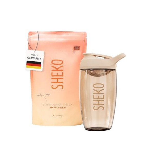 SHEKO Collagène en poudre 3x 450g - Hydrolysat de collagene bioactif - Peptides de type 1, 2, 3 - Collagene en poudre - Quali...