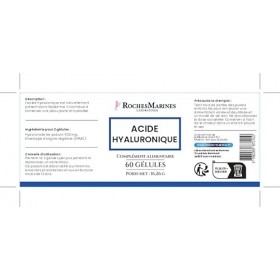 Roches Marines - Complément alimentaire Acide hyaluronique - 60 gélules - Hydratation de la peau, Anti-âge - Développé en Fra
