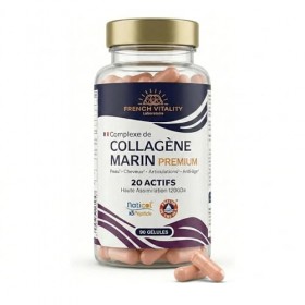 French Vitality Complexe de Collagène Marin Premium - Naticol Tripeptides X3 - All-in-One 20 Actifs - Peau Cheveux Articulati