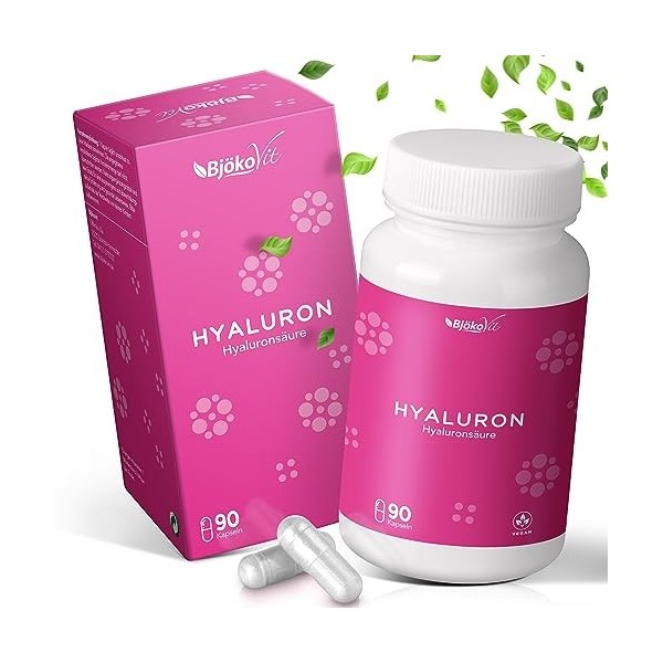 Capsules dacide hyaluronique – Hautement dosées avec 500 mg dacide hyaluronique – 500-700 kDa – 90 gélules végétaliennes