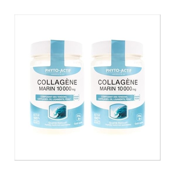 Phyto-Actif | Collagène Marin 10000 mg | Tendons - Cartilages - Ligaments | Sans sucre & Sans additifs | Goût Neutre | Fabriq