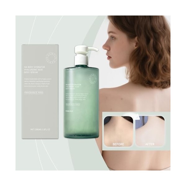 Sérum corporel à lacide hyaluronique HA, soin léger à absorption rapide pour une hydratation intense et une peau douce et so ...