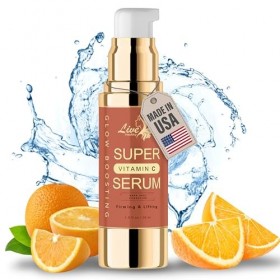 Sérum à la vitamine C pour le visage et le cou - Sérum anti-âge hautement dosé pour femme - Éclaircissant et hydratant - Cont