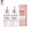 Lot de 2 sérums faciaux tout-en-un 5 en 1 avec vitamine C, E, acide hyaluronique et collagène pour tous les types de peau, sé
