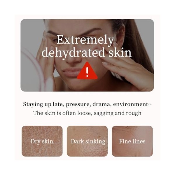 Lot de 2 sérums faciaux tout-en-un 5 en 1 avec vitamine C, E, acide hyaluronique et collagène pour tous les types de peau, sé