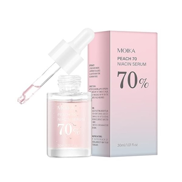 Niacinamide 70% Sérum, acide hyaluronique, sérum à points noirs, anti-âge et anti-rides, convient à tous les types de peau, a