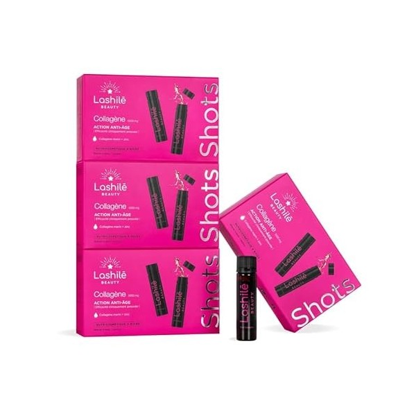 Lashilé Beauty - Complément Alimentaire - Anti-âge Global - Shots Collagène Marin 5000 mg - Type 1 et 3 -Nutricosmétique à bo...