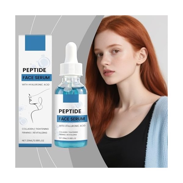 Sérum Peptide Acide Hyaluronique, 29 ml - Atténue les rides, hydrate durablement, raffermit la peau et révèle un teint éclata