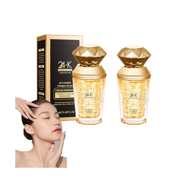 2PCS Face Serum 24K Gold – Moisturizing Face and Eye Serum Enriched with 24K Gold for Immediate Radiance, Golden Hyaluronic A