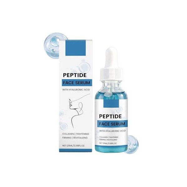 Sérum Visage aux Peptides de Cuivre, sérum anti-âge à base de peptides et dacide hyaluronique, 29 ml. Contient du tripeptide ...
