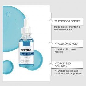 Sérum Visage aux Peptides de Cuivre, sérum anti-âge à base de peptides et dacide hyaluronique, 29 ml. Contient du tripeptide ...