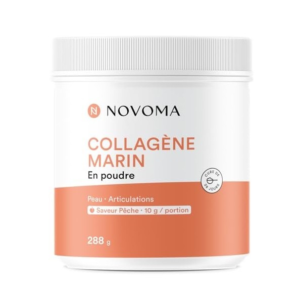 NOVOMA Collagene Marin Poudre Type 1 & 3, Peau & Articulations, 10g par Portion, Cure de 28 jours, Collagène Breveté Naticol 