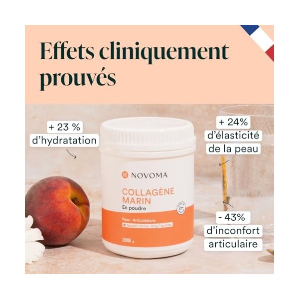 NOVOMA Collagene Marin Poudre Type 1 & 3, Peau & Articulations, 10g par Portion, Cure de 28 jours, Collagène Breveté Naticol 