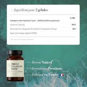 Vitalience - Collagène Marin Hydrolysé Breveté Naticol – Hautement Assimilable Peau, Cheveux, Ongles, Articulations – Vitamin