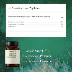 Vitalience – Collagène Marin Breveté Naticol type I 2000 Da + Acide Hyaluronique - Hydratation Peau, Cheveux, Ongles, Articul