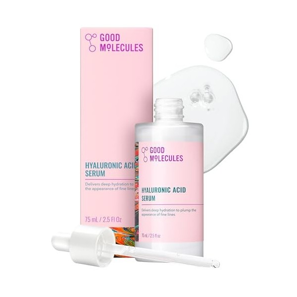 Good Molecules Sérum à lacide hyaluronique 75 ml – Hydration profonde pour peaux sèches, formule non grasse pour hydrater, p