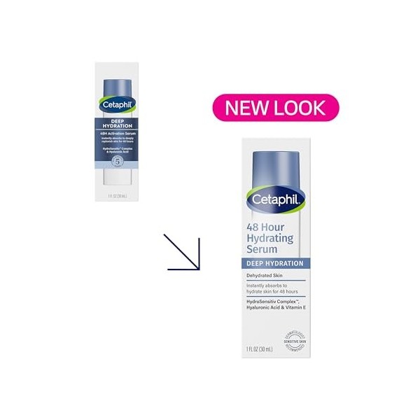 CETAPHIL Sérum dactivation en profondeur sans parfum 48 heures, 30 ml, 48 heures de peau sèche, soin du visage pour peaux se