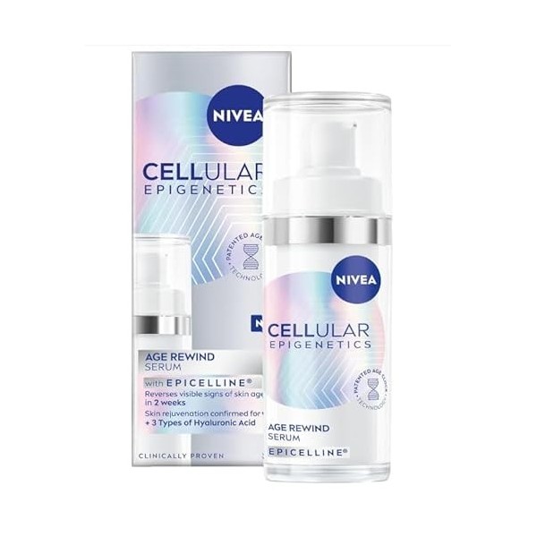 NIVEA Cellular Epigenetics - Sérum visage rajeunissant à lépicelline - Soin du visage anti-âge - 3 types dacide hyaluroniqu