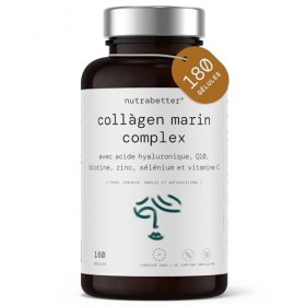 Collagène Marin Hydrolysé AQUACOL® 1000 mg +Acide Hyaluronique 100 mg +Q10 | 180 gélules | +Vitamine C, Biotine, Zinc et Sélé