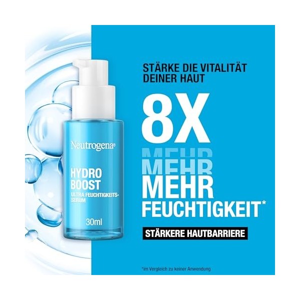 Neutrogena Hydro Boost Sérum hydratant pour le visage sans parfum avec acide hyaluronique, acides aminés et électrolytes, sér...