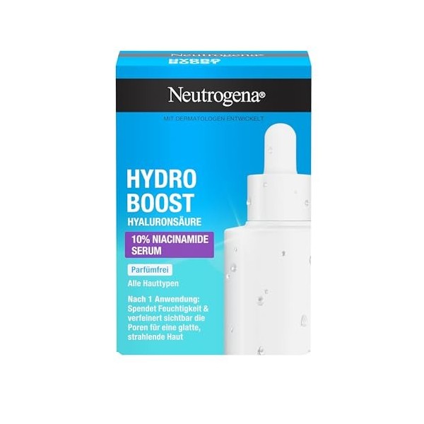 Neutrogena Hydro Boost Sérum hydratant pour le visage sans parfum avec acide hyaluronique, acides aminés et électrolytes, sér...
