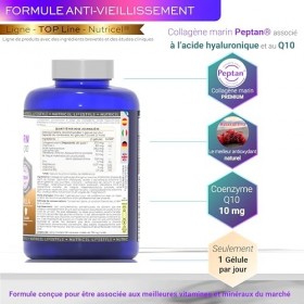 Collagène Marin Peptan® avec Acide Hyaluronique, Astaxanthine, Coenzyme Q10, Vitamine C et Zinc, Vitamines B12 et D3, Magnési