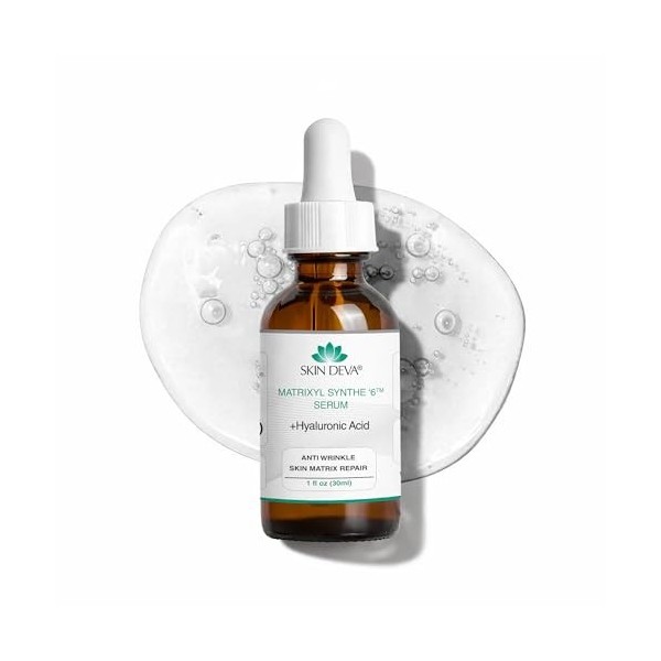 SKIN DEVA Matrixyl Synthe 6 Sérum à lacide hyaluronique – Anti-âge avec le sérum révolutionnaire Matrixyl synthe6 28,3 g Acid...