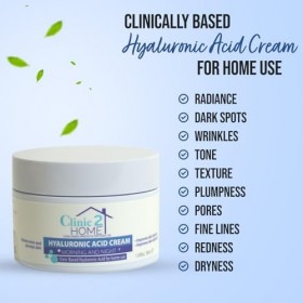 Clinic2Home Crème Hyaluronique 50g – Crème anti-rides jour & nuit à lacide hyaluronique. Hydrate, lisse les ridules & amél