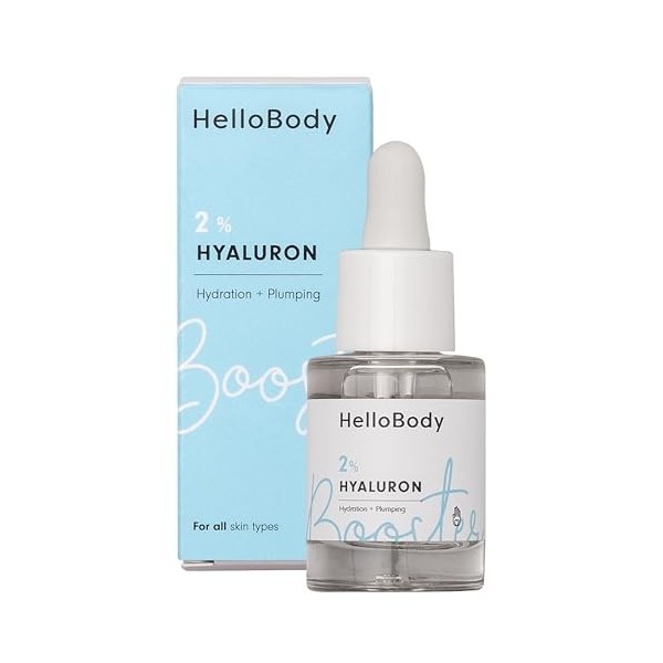 HelloBody Booster à 2% d’ acide hyaluronique 15 ml – Serum hydratant intense – Lisse les rides, optimise la rétention d’hyd