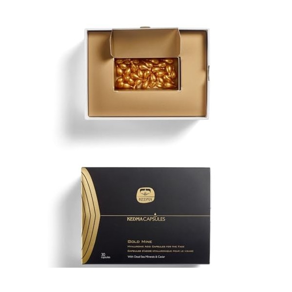 Kedma - Gold Mine Hyaluronic Acid Capsules - Capsules à lAcide Hyaluronique pour Hydratation et Fermeté de la Peau - Réduit 