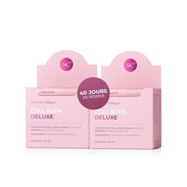Coffret Deluxe Swedish Collagen Collagène marin hydrolysé 12 500 mg 60 jours dapprovisionnement et crème nuit anti-âge 50 m A...