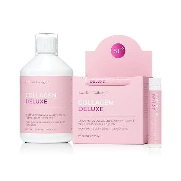 Coffret Deluxe Swedish Collagen Collagène marin hydrolysé 12 500 mg 60 jours dapprovisionnement et crème nuit anti-âge 50 m A...