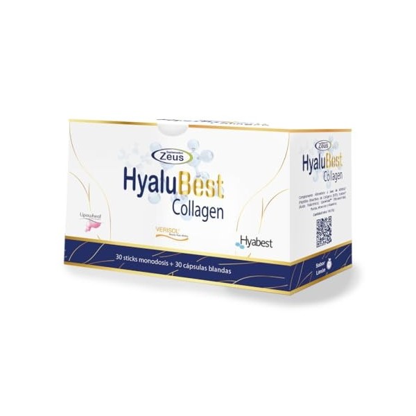 HYALUBEST COLLAGEN Suplementos Zeus Complément avancé pour la peau, les cheveux et les ongles avec peptides de collagène, aci
