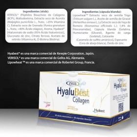 HYALUBEST COLLAGEN Suplementos Zeus Complément avancé pour la peau, les cheveux et les ongles avec peptides de collagène, aci