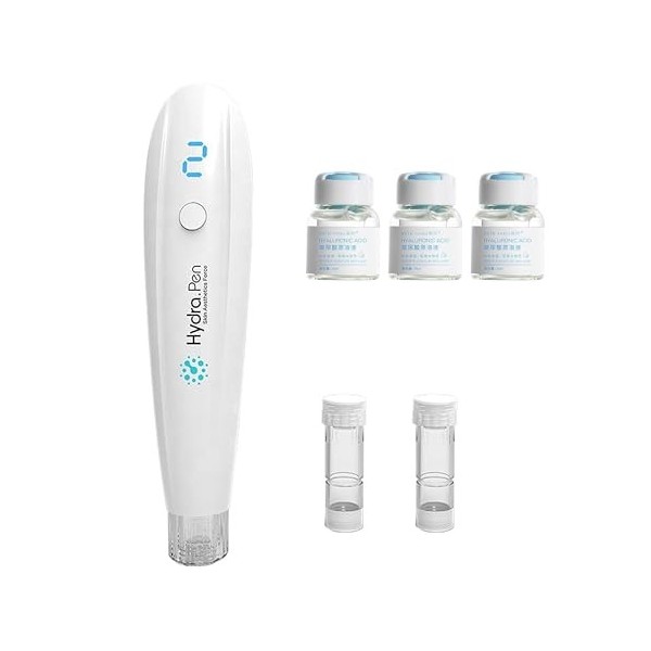 Stylo électrique de micro-aiguillage Elitzia HydraPen H2 avec cartouches à 12 aiguilles de 0,25 mm et essence dacide hyaluro ...