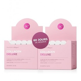 Swedish Collagen Deluxe | Supplément liquide de collagène marin hydrolysé 12 500 mg - 60 doses quotidiennes de 25 ml 2 paque