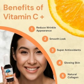 Watts Beauty Sérum hydratant à lacide hyaluronique avec gel réparateur antioxydant avancé à la vitamine C, 120 g