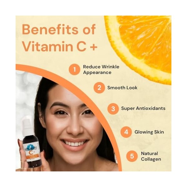 Watts Beauty Sérum hydratant à lacide hyaluronique avec gel réparateur antioxydant avancé à la vitamine C, 120 g