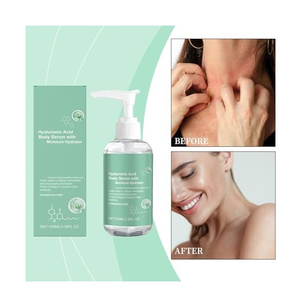 Sérum corporel hydratant à lacide hyaluronique Ha Body Hydrator, hydrate intensément, raffermit, formule non grasse, pour pe ...