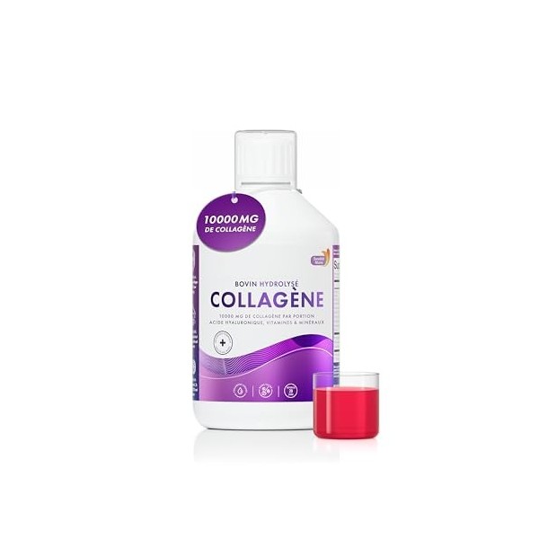 Swedish Nutra - Complément liquide de collagène marin hydrolysé 10 000 mg - 3 x 500 ml 1 500 ml 60 jours dapprovisionnemen Ac...