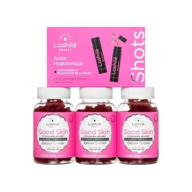 Lashilé Beauty - Complément Alimentaire - Action Anti-rides et élasticité de la peau - Shots Acide Hyaluronique 150 mg + Gumm